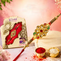 Kundan Stone Rakhi for Brother – Pearl Bead Traditional Design for Raksha Bandhan