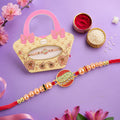 Premium Designer Rakhi for Brother – Round Motif with Decorative Beads