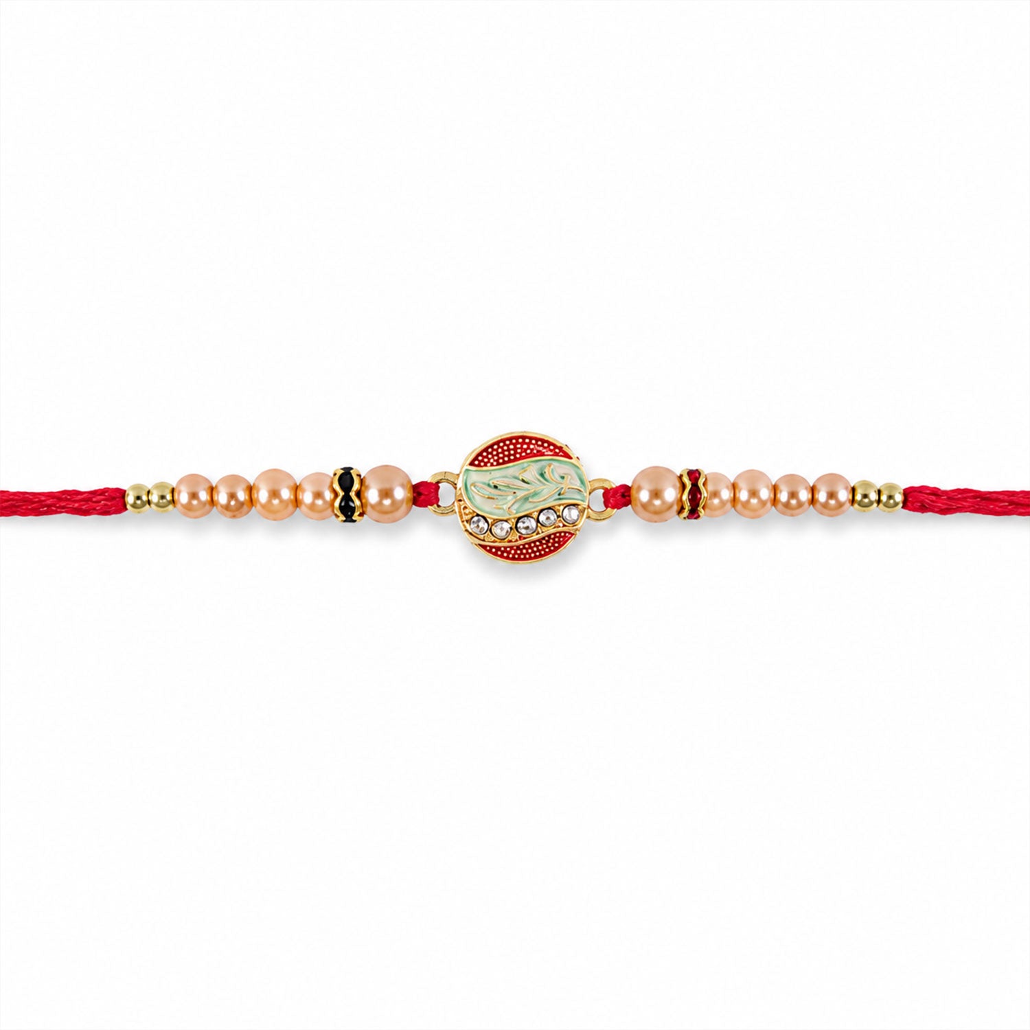 The designer Rakhi for brother presented with its full length visible, ideal for Raksha Bandhan gifting.
