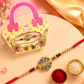 Floral Meenakari Designer Rakhi for Brother with Sparkling Kundan Stones