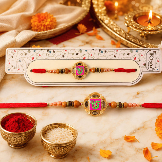 Stylish Round Designer Rakhi for Brother with Premium Beads