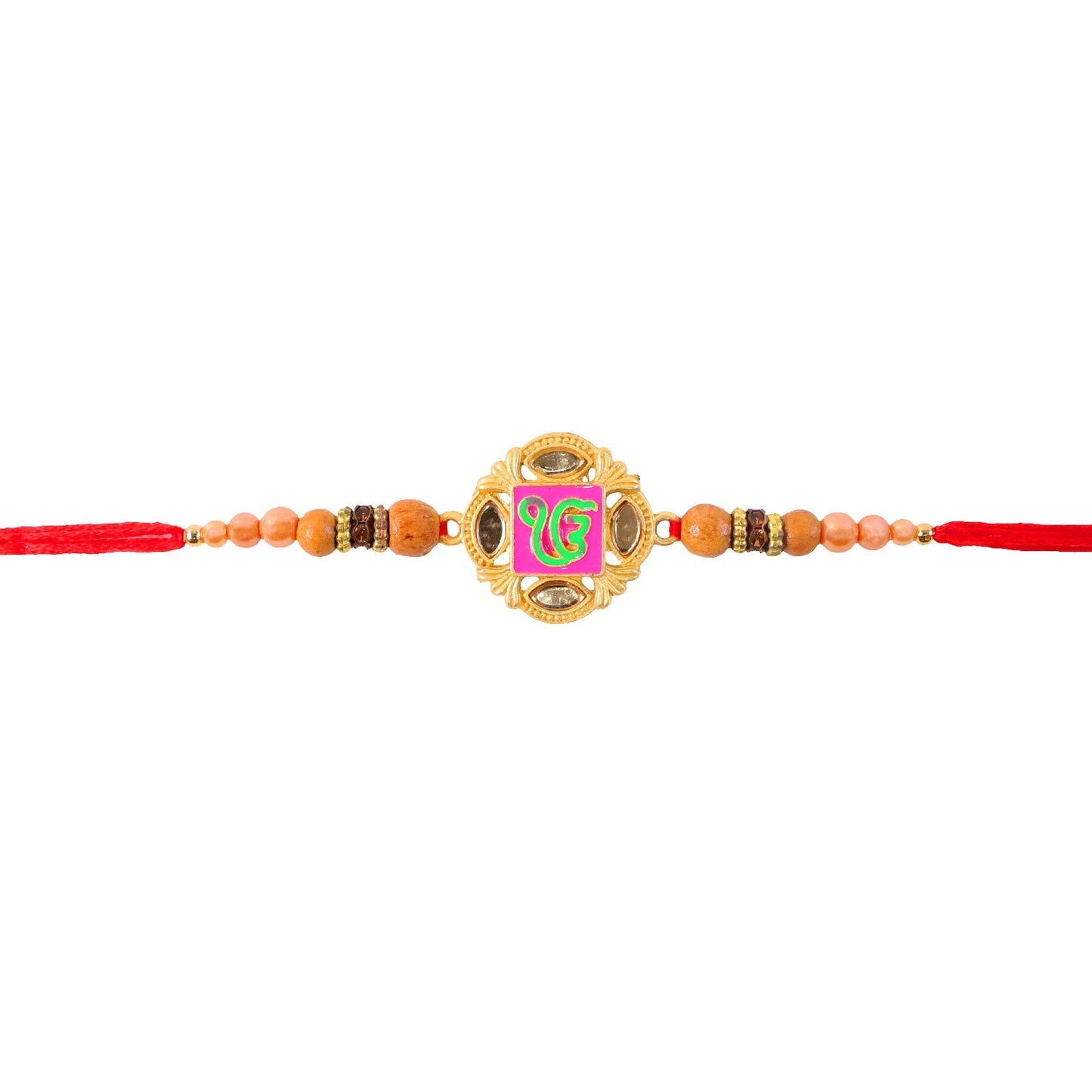 Detail of the premium beads and comfortable thread on the Rakhi