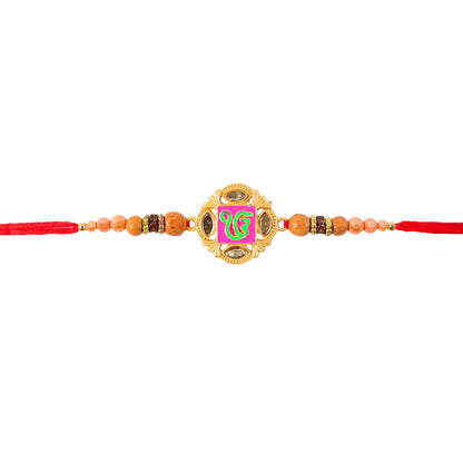 Detail of the premium beads and comfortable thread on the Rakhi
