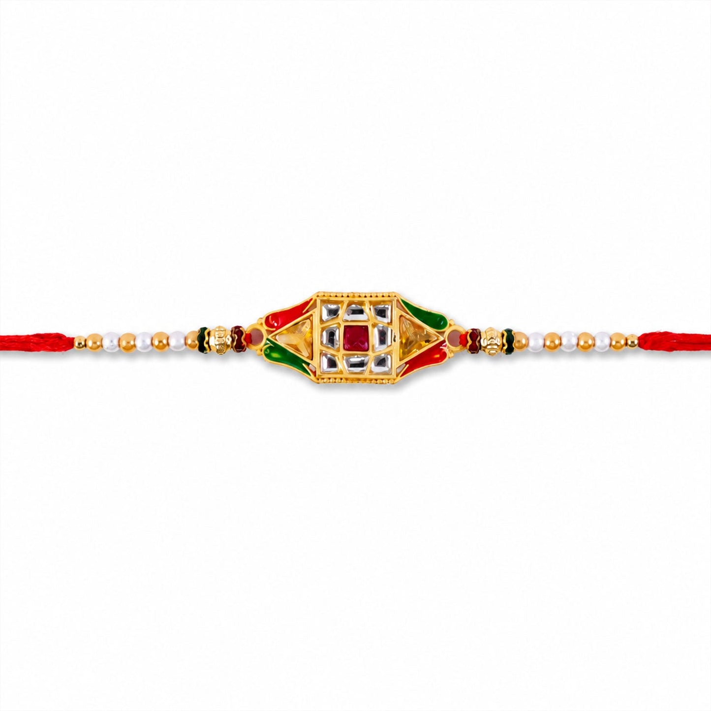 Diamond Shape Designer Rakhi for Brother with Beaded Thread