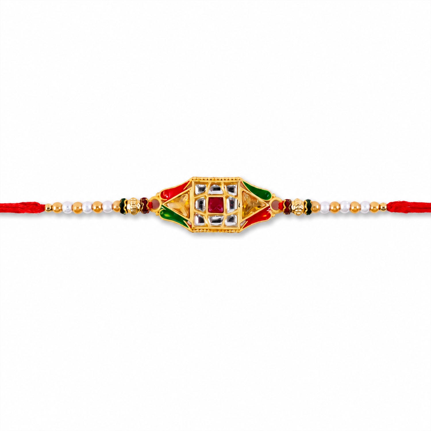 Diamond Shape Designer Rakhi for Brother with Beaded Thread