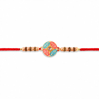 Beaded Rakhi for brother displayed against a festive background