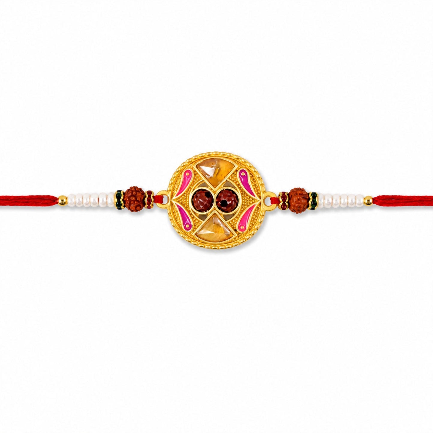 Back view of the Kundan Rakhi showing the comfortable thread.