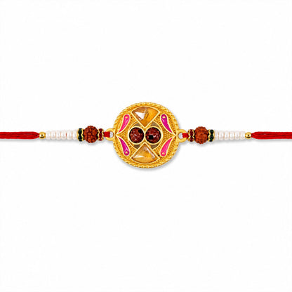 Back view of the Kundan Rakhi showing the comfortable thread.