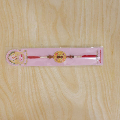 Collection of circular Kundan designer Rakhis for Raksha Bandhan celebration.