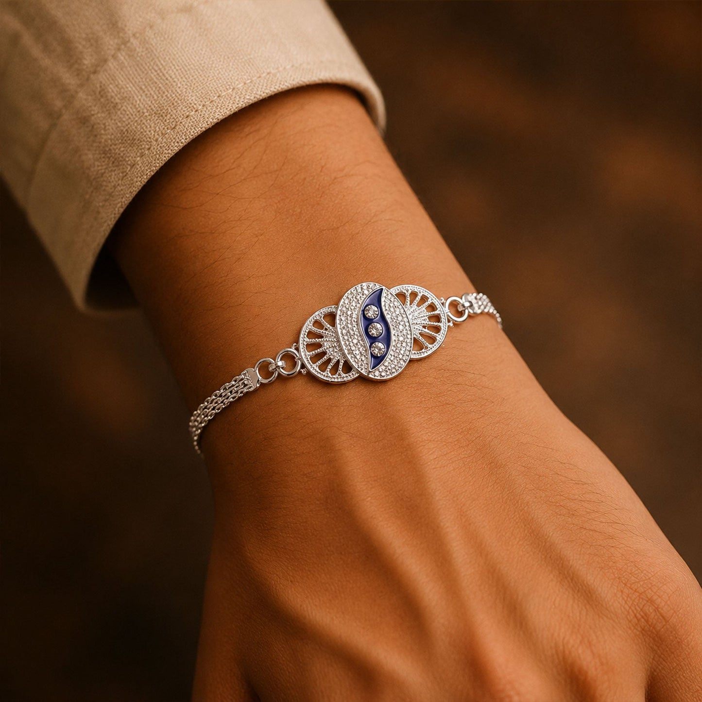 Premium Design Stone Studded Chain Style Rakhi for Brother