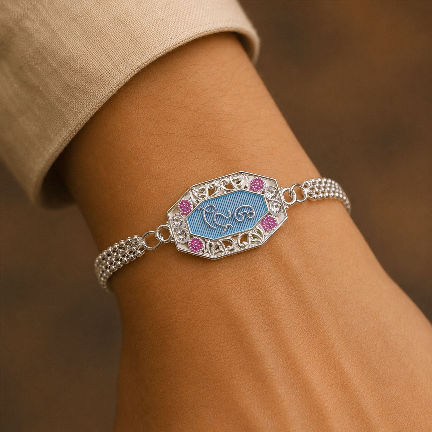 Blessings Text Stone Studded Chain Rakhi for Brother