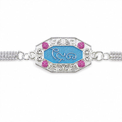 Blessings Text Stone Studded Chain Rakhi for Brother