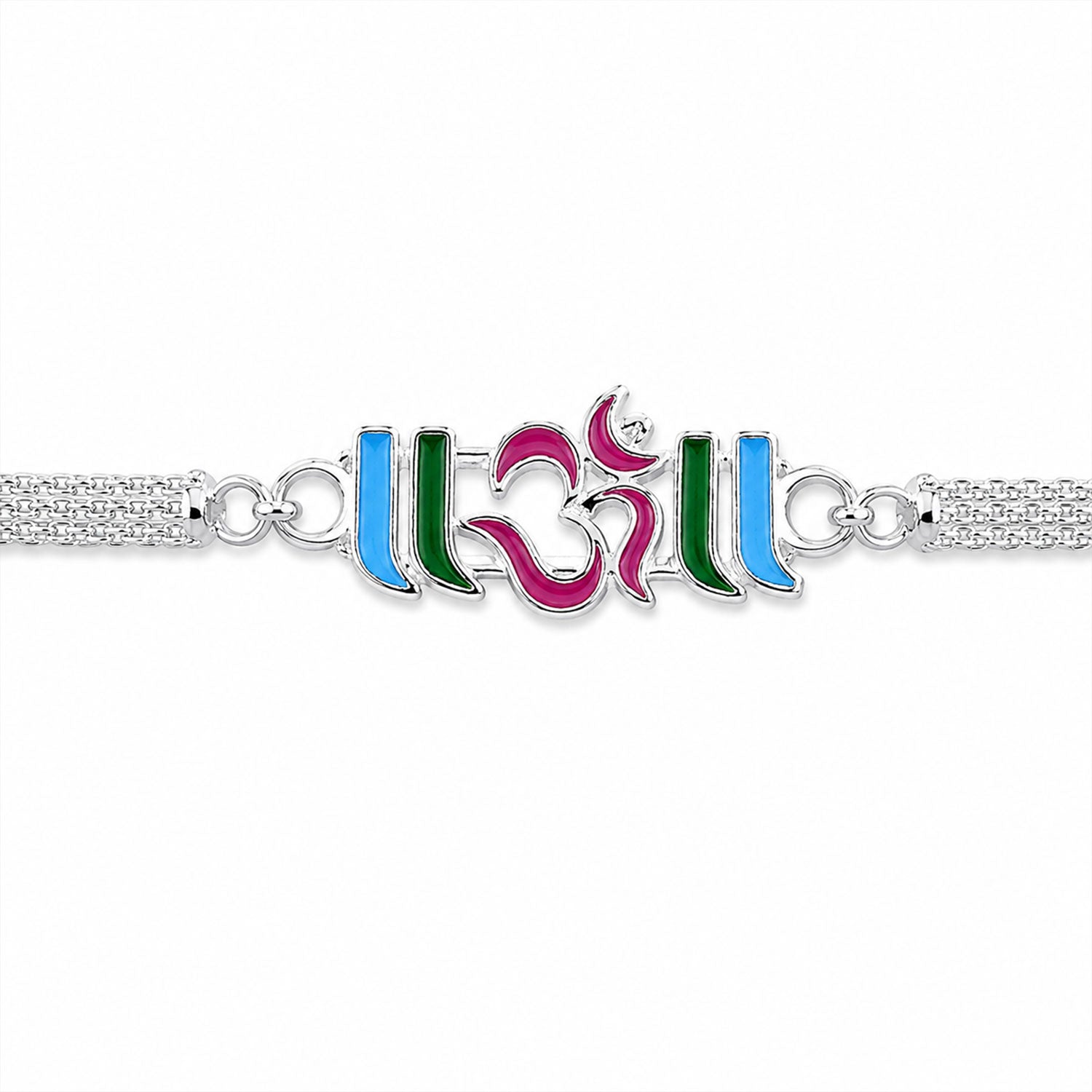 Om Text Stone Studded Designer Chain Rakhi for Brother
