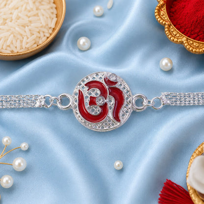 Om Symbol Stone Studded Designer Chain Rakhi for Brother