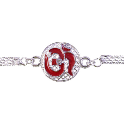 Om Symbol Stone Studded Designer Chain Rakhi for Brother