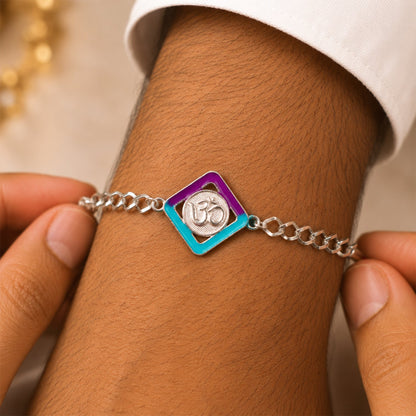 Om Symbol Diamond Shape Designer Chain Rakhi for Brother