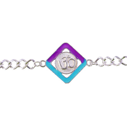 Om Symbol Diamond Shape Designer Chain Rakhi for Brother