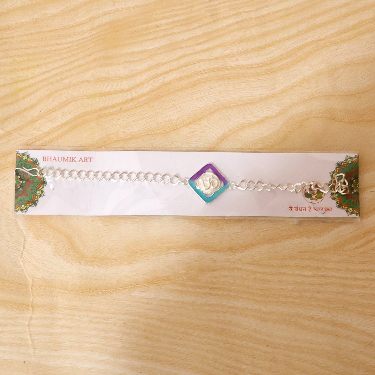 Om Symbol Diamond Shape Designer Chain Rakhi for Brother
