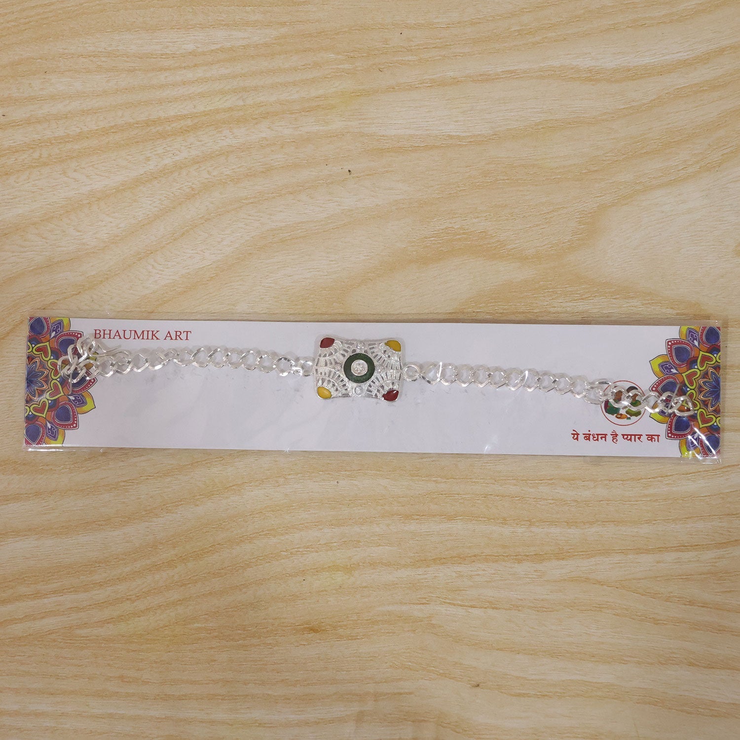 Square Design Stone Designer Chain Rakhi for Brother
