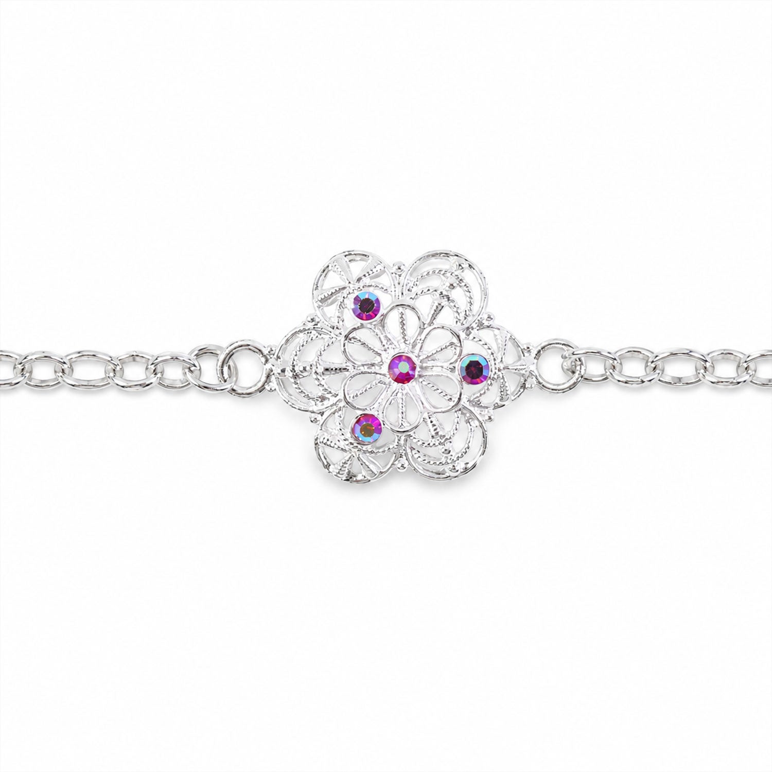 Floral Stone Studded Designer Chain Rakhi for Brother