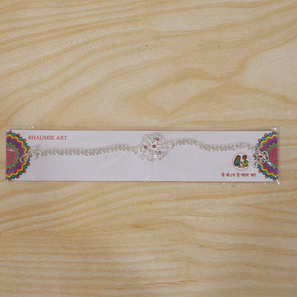 Floral Stone Studded Designer Chain Rakhi for Brother