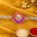 Ganesha Charm Diamond Shape Chain Rakhi for Brother Festive Design