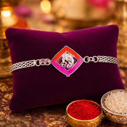 Ganesha charm Diamond Shape Chain Rakhi for Brother