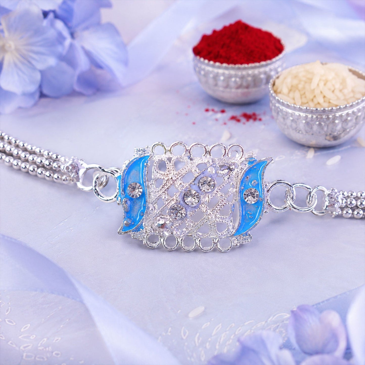 Stylish Motif Stone Studded Designer Chain Rakhi for Brother