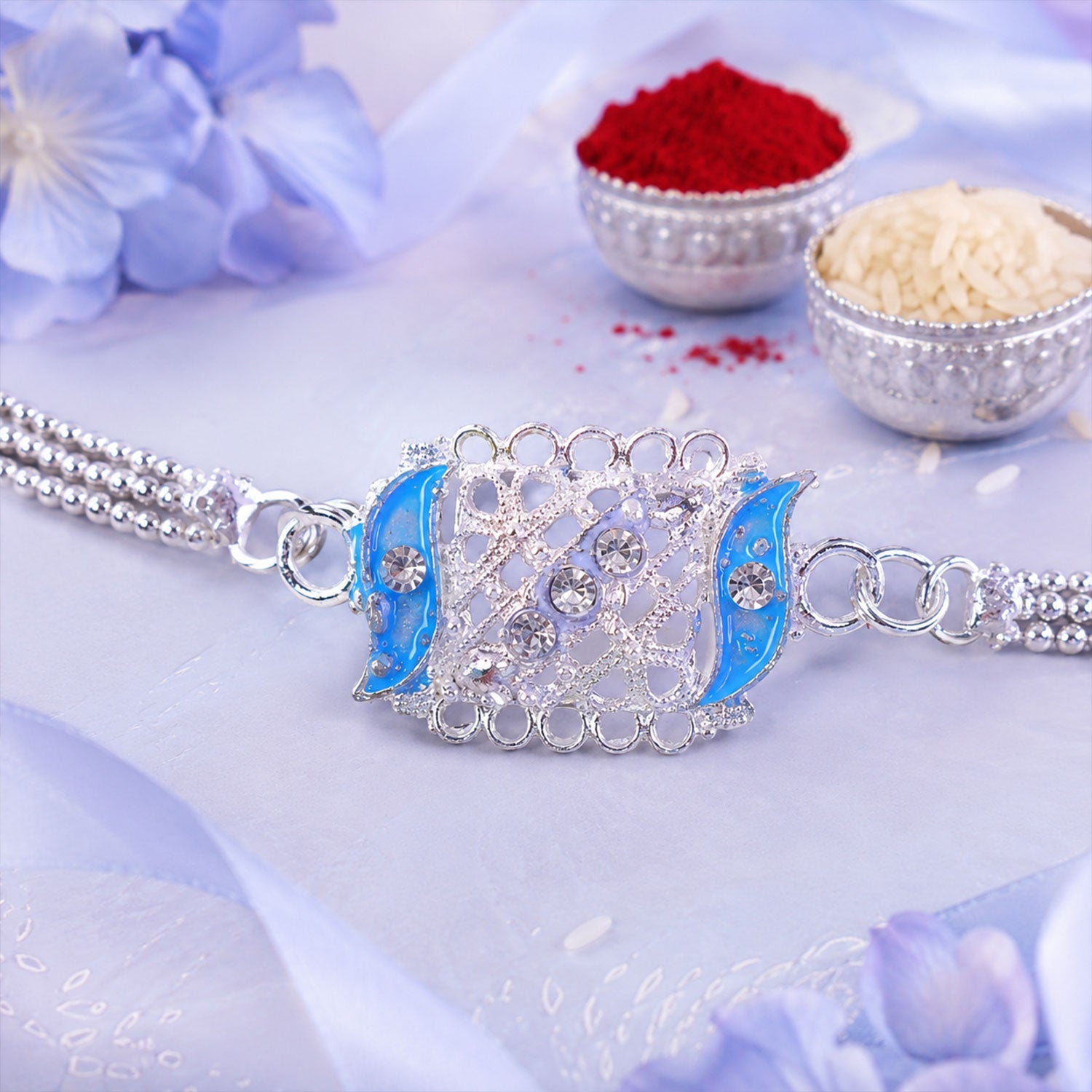 Stylish Motif Stone Studded Designer Chain Rakhi for Brother