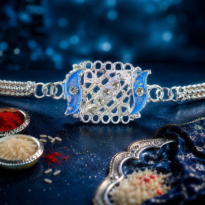 Stylish Motif Stone Studded Designer Chain Rakhi for Brother