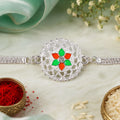 Rakhi for Brother – Floral Center Stone Studded Chain