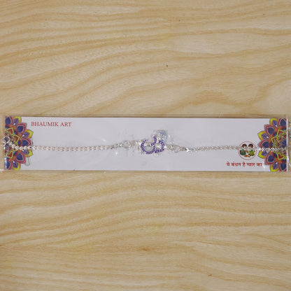 Om Symbol Stone Studded Designer Chain Rakhi for Brother