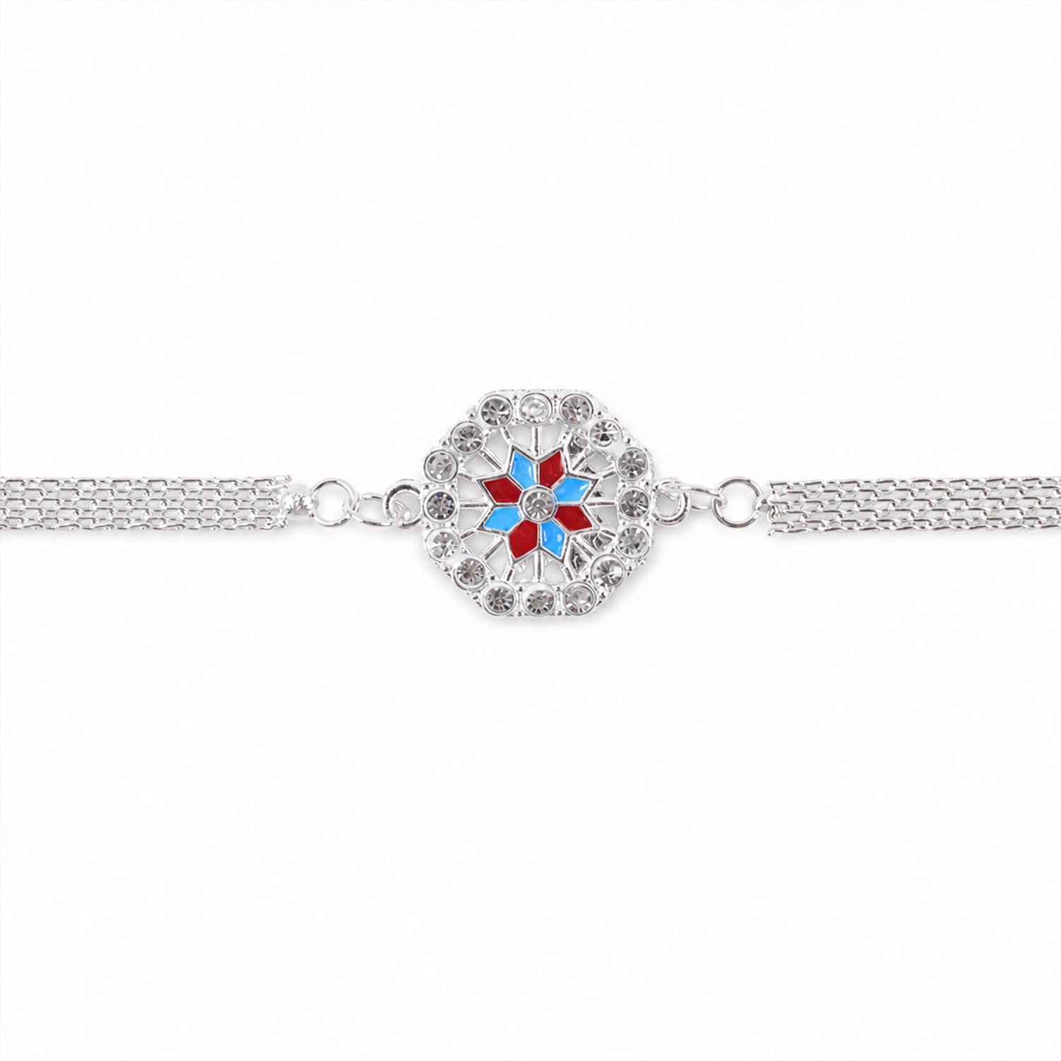 Round Floral Stone Studded Designer Chain Rakhi for Brother