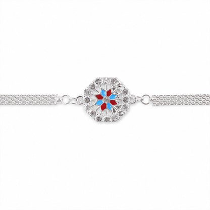 Round Floral Stone Studded Designer Chain Rakhi for Brother