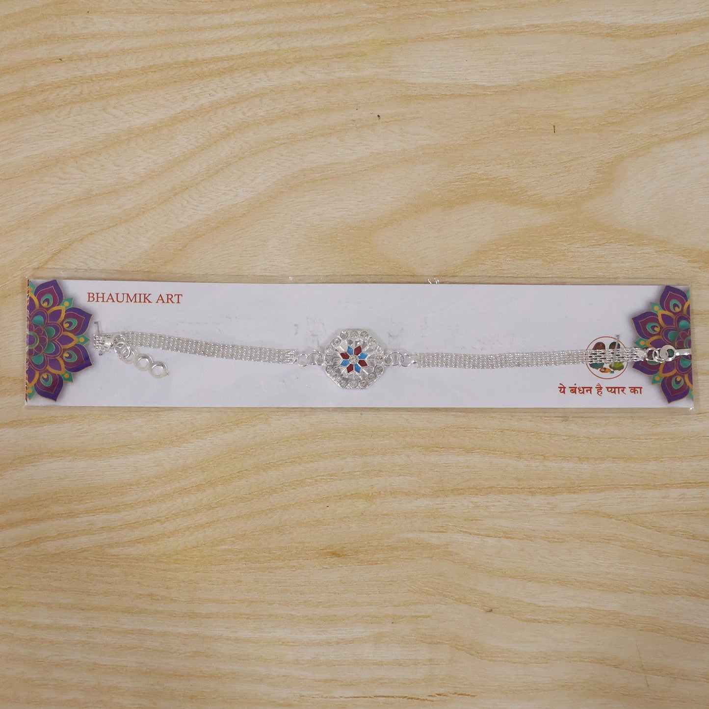 Round Floral Stone Studded Designer Chain Rakhi for Brother