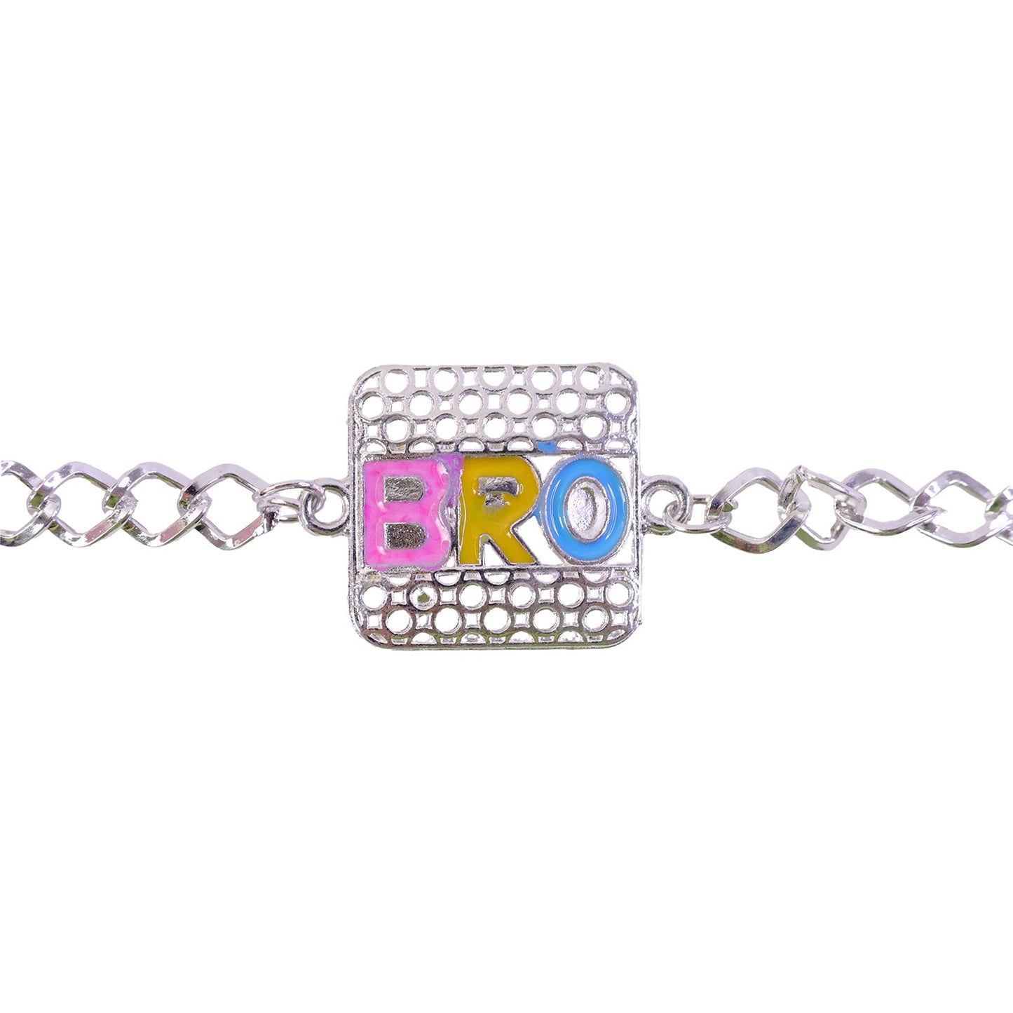 Bro Text Stone Studded Chain Style Rakhi for Brother