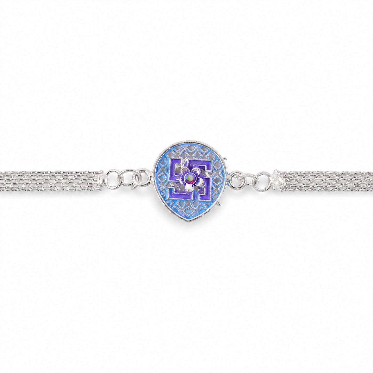 Swastik Symbol Stone Studded Chain Rakhi for Brother