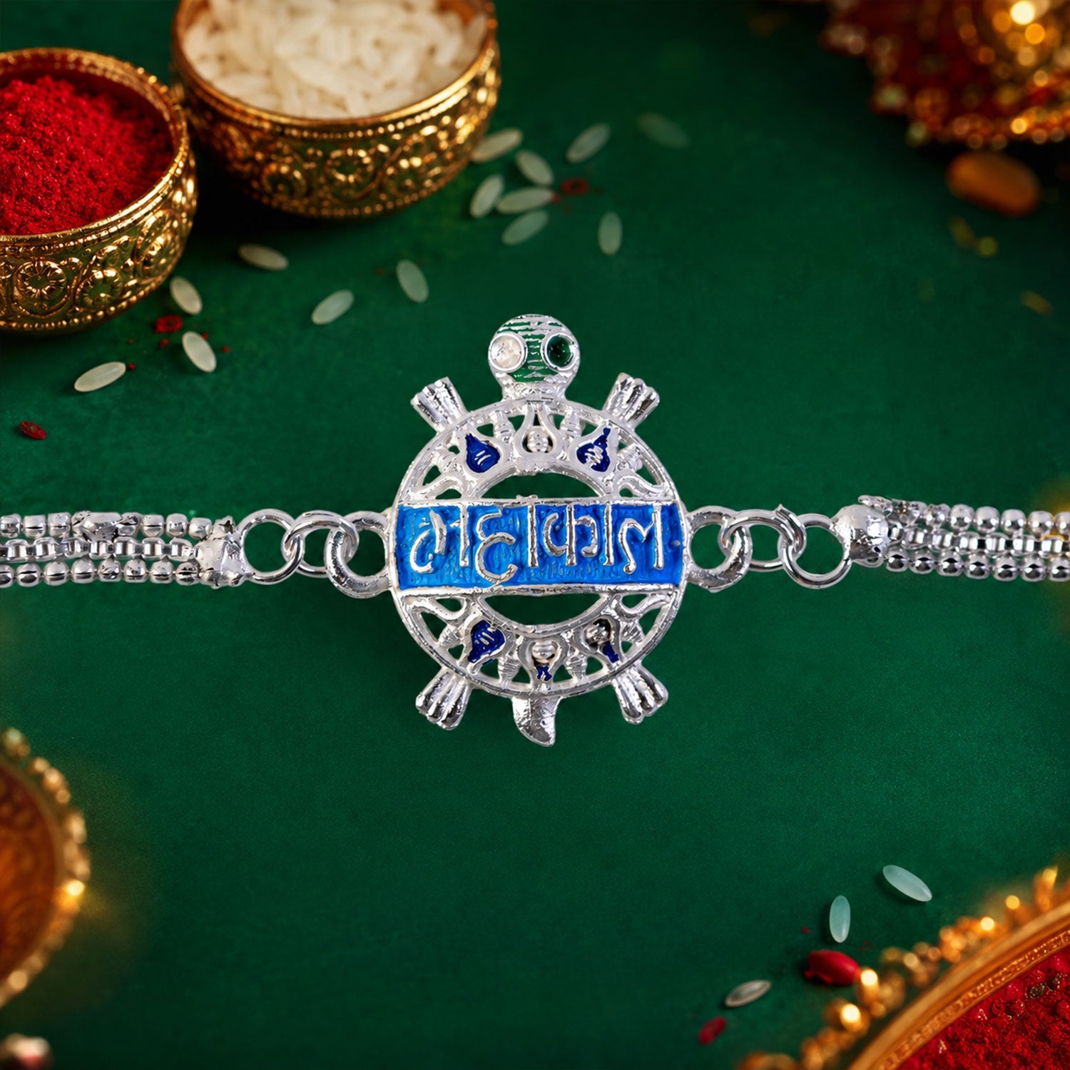 Mahakal Text Charm Designer Chain Rakhi for Brother