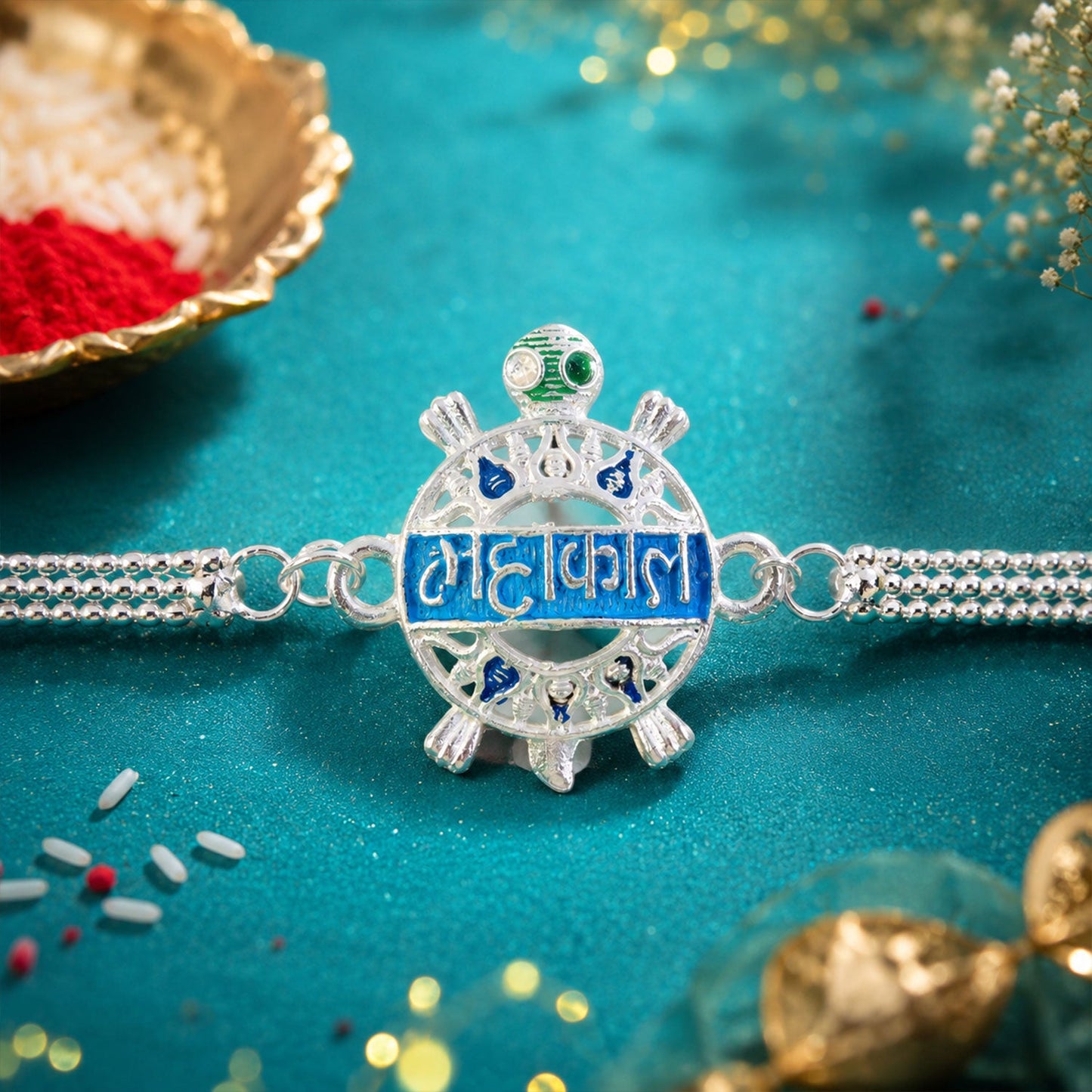Mahakal Text Charm Designer Chain Rakhi for Brother