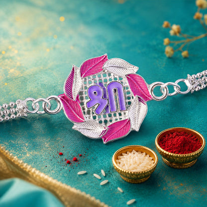 Shree Text Floral Stone Designer Chain Rakhi for Brother