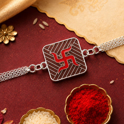 Swastik Symbol Square Chain Style Rakhi for Brother