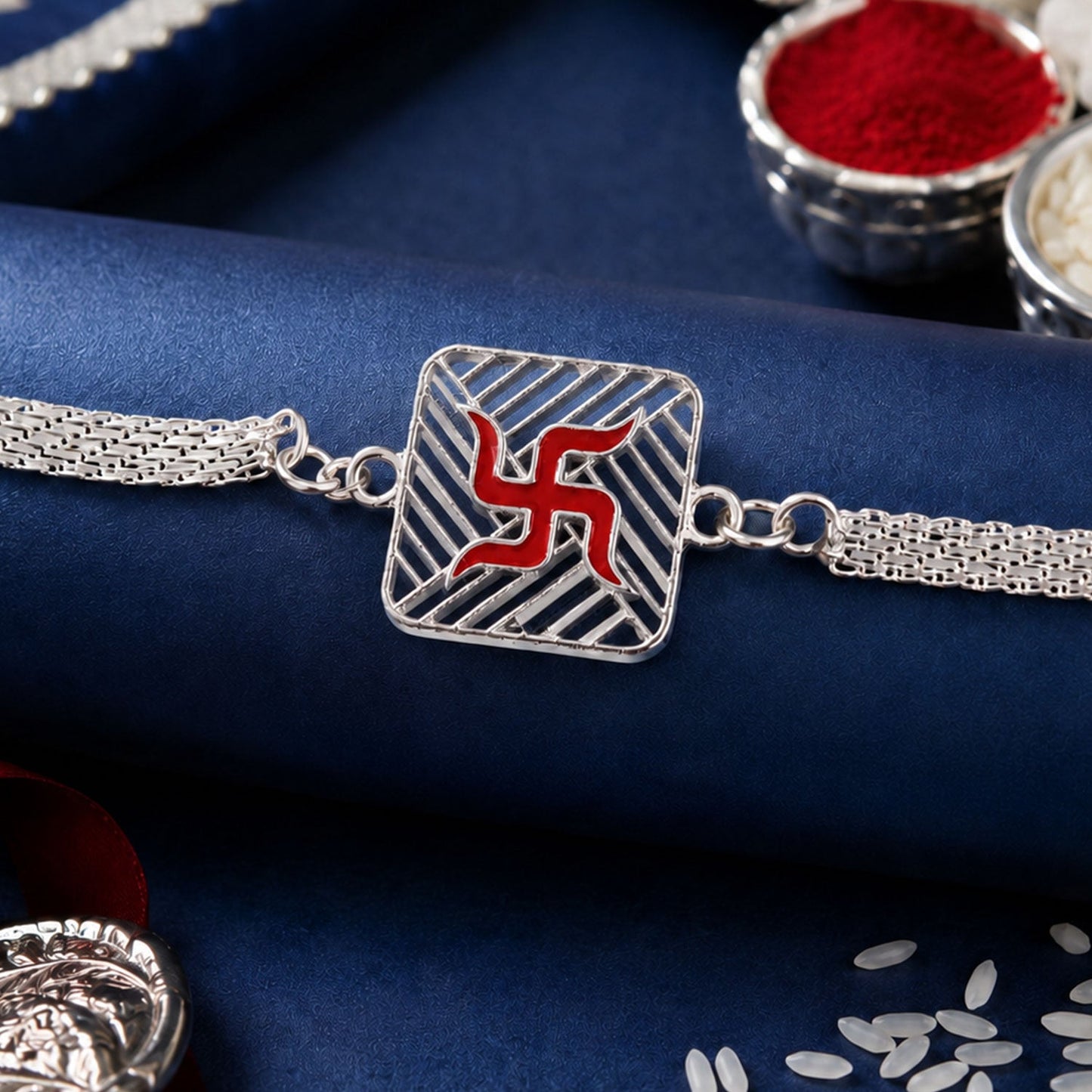 Swastik Symbol Square Chain Style Rakhi for Brother