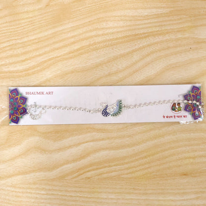Bhai Text Peacock Designer Chain Style Rakhi for Brother