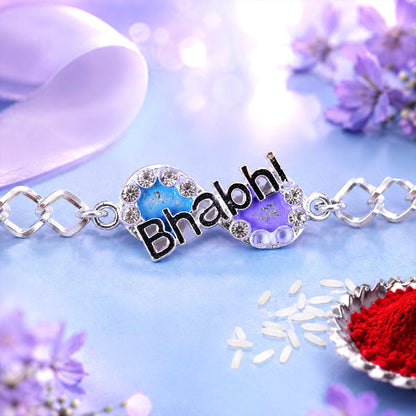 Bhai Text Stone Studded Chain Style Rakhi for Brother