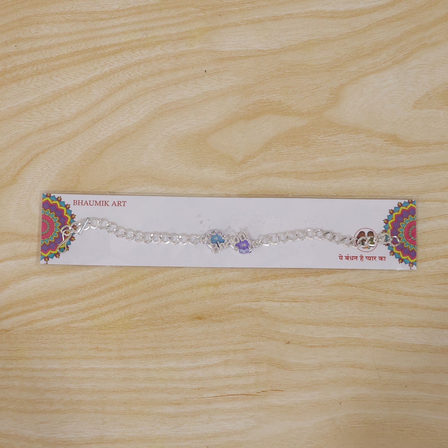 Bhai Text Stone Studded Chain Style Rakhi for Brother