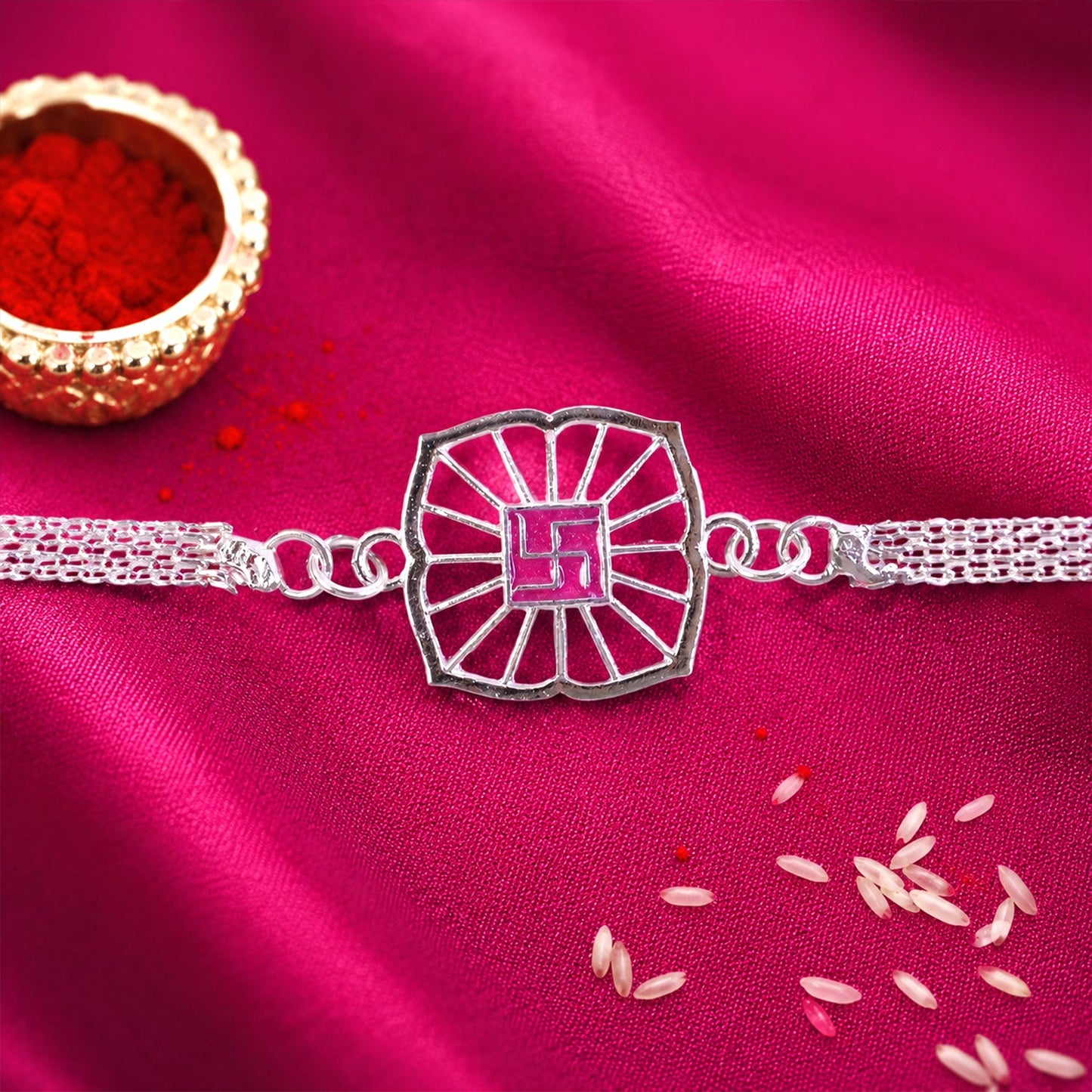 Swastik Symbol Square Chain Style Rakhi for Brother