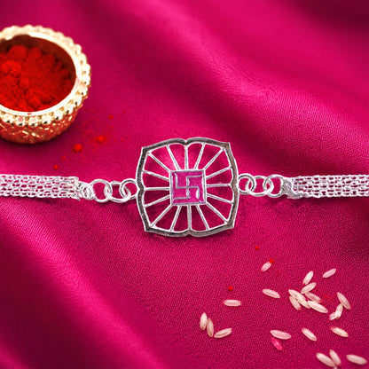 Swastik Symbol Square Chain Style Rakhi for Brother