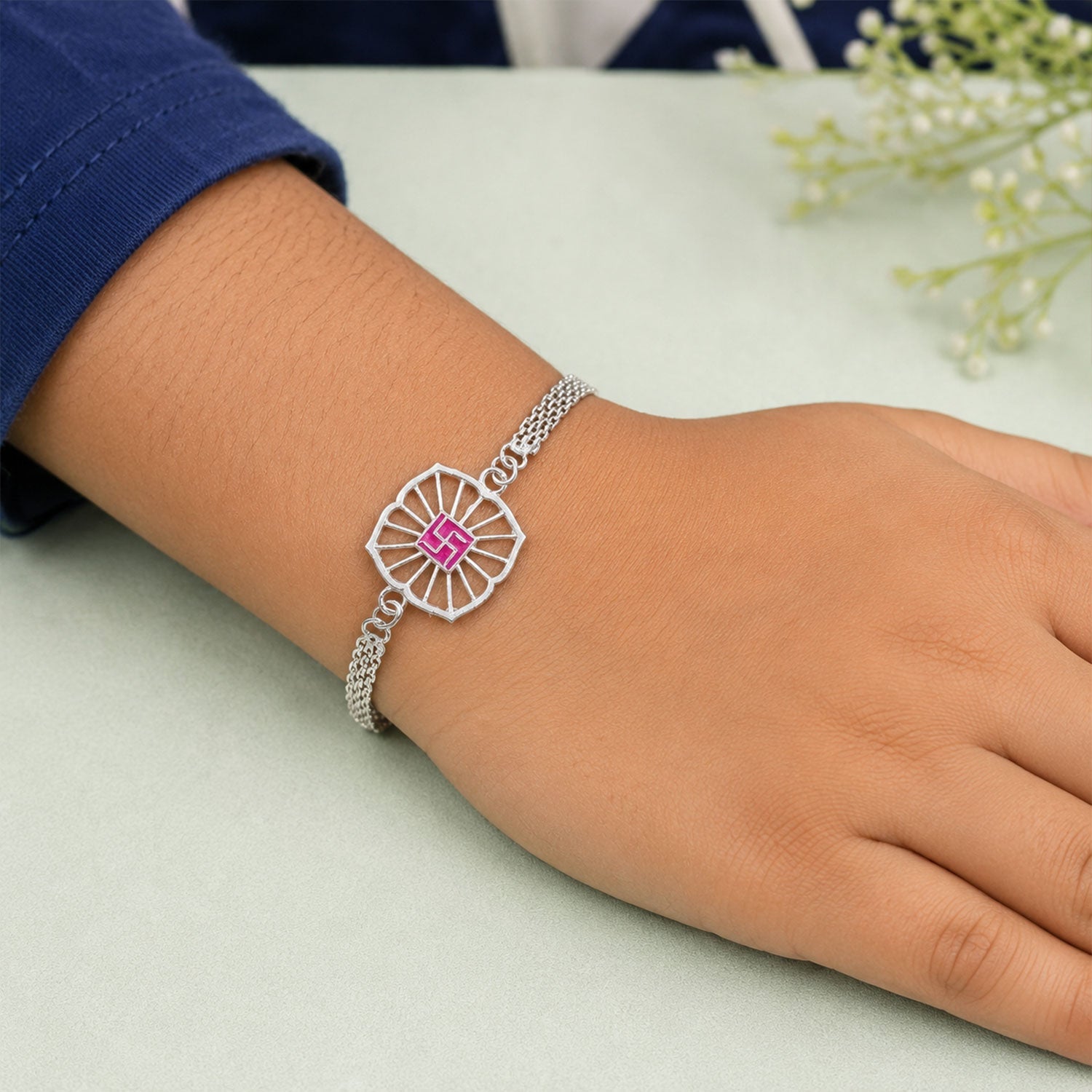 Swastik Symbol Square Chain Style Rakhi for Brother