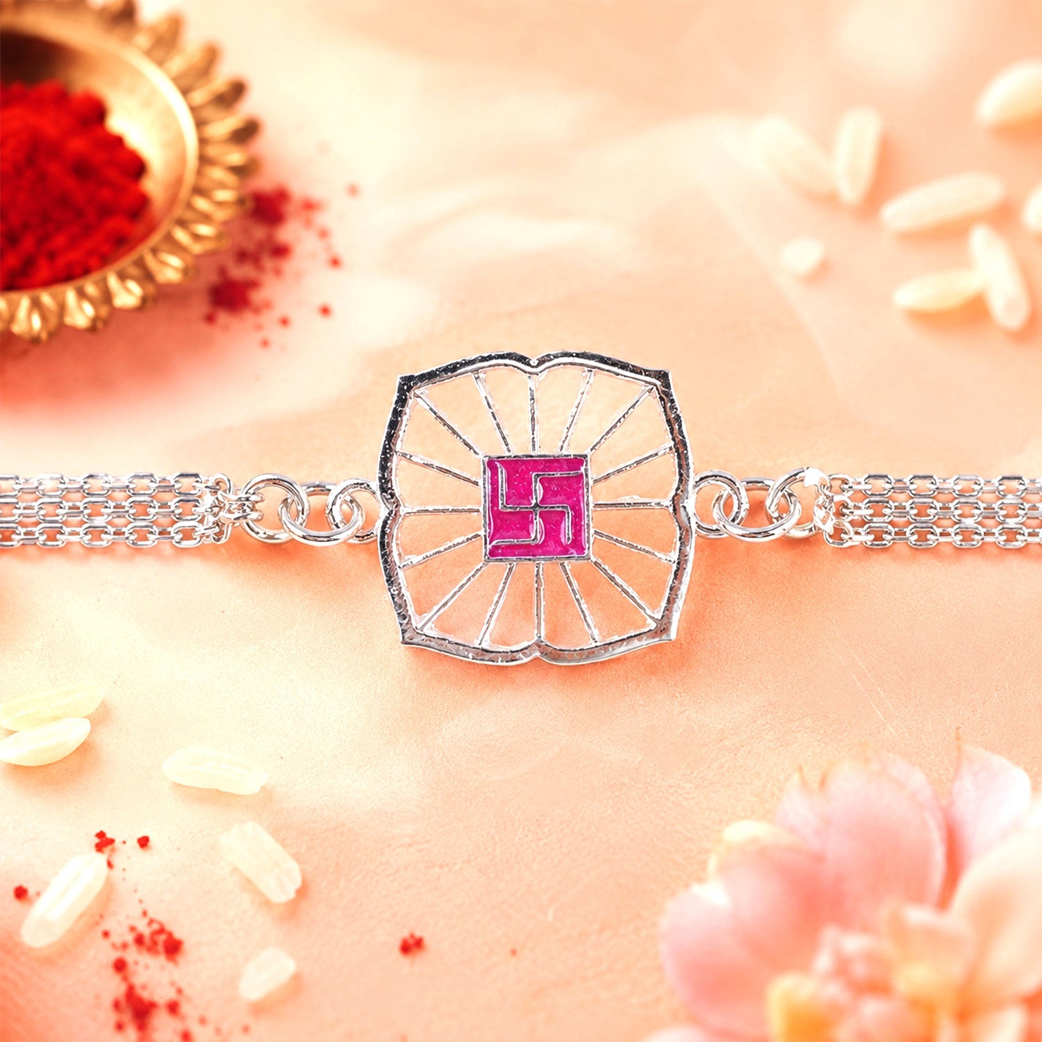 Swastik Symbol Square Chain Style Rakhi for Brother