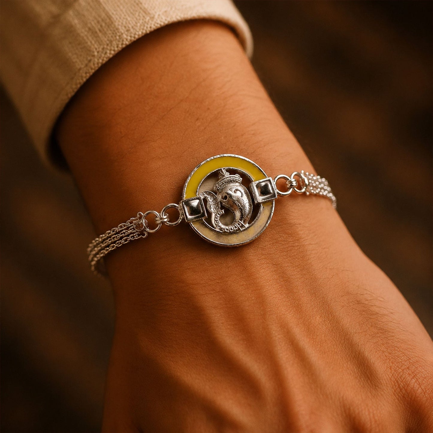 Ganesh charm Modern Designer Chain Style Rakhi for Brother